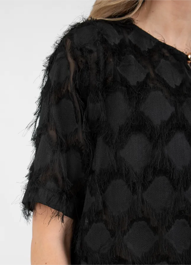 Coster Copenhagen Top m. Frynser Sort