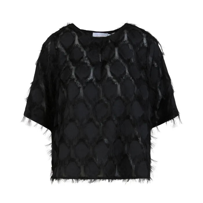 Coster Copenhagen Top m. Frynser Sort