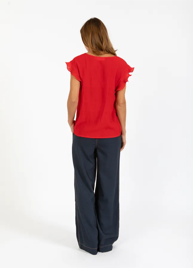 Coster Copenhagen Top m. V-hals & Flæser