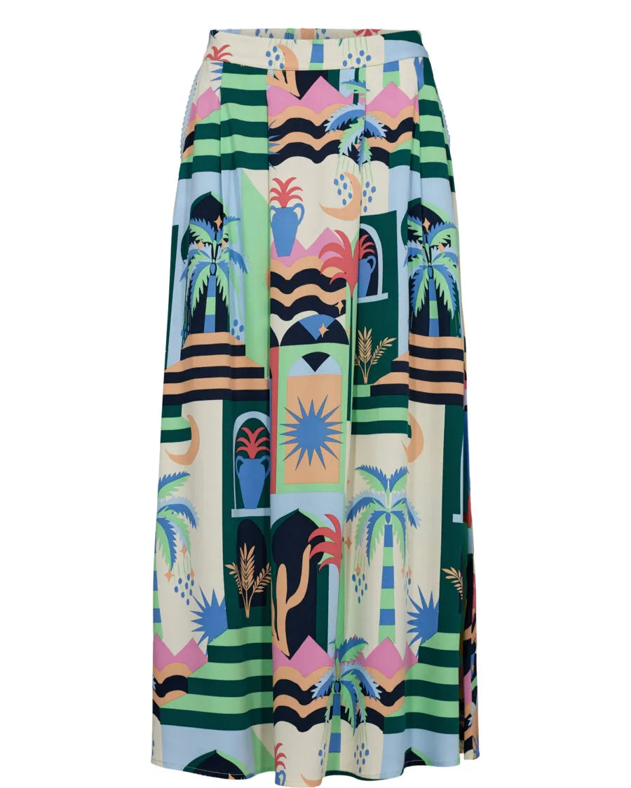 Nümph Nederdel Nugabriella Grøn Printet