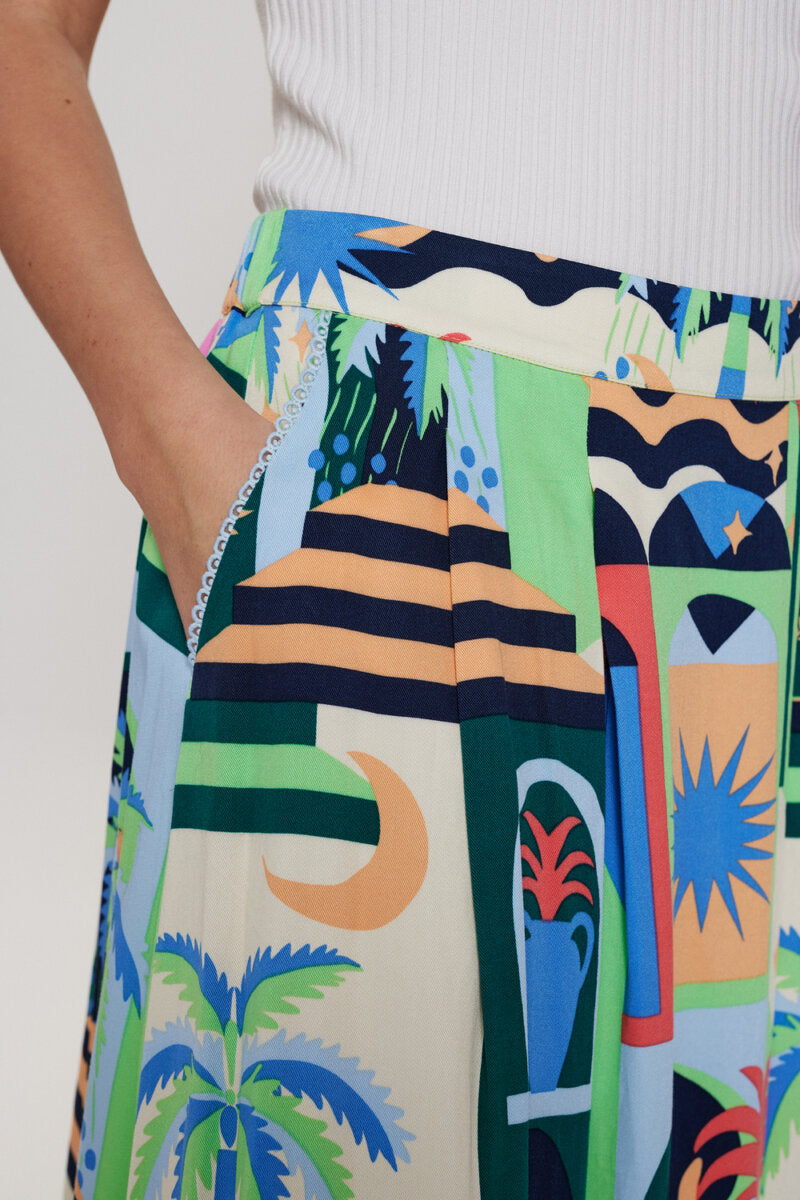 Nümph Nederdel Nugabriella Grøn Printet