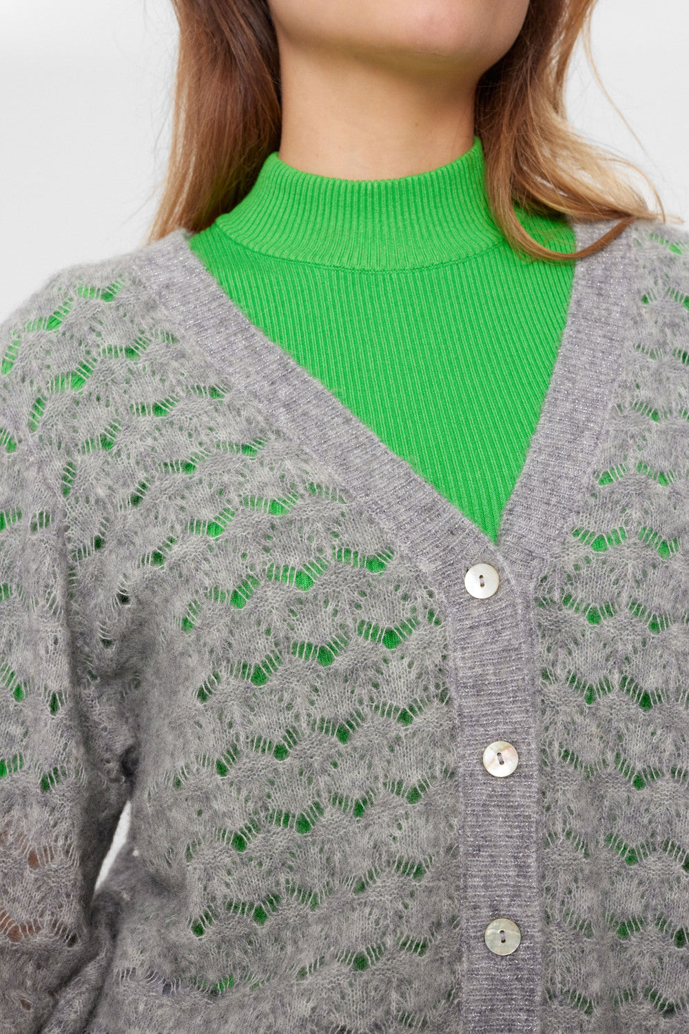 Nümph Cardigan Nurietta Pointelle Grå