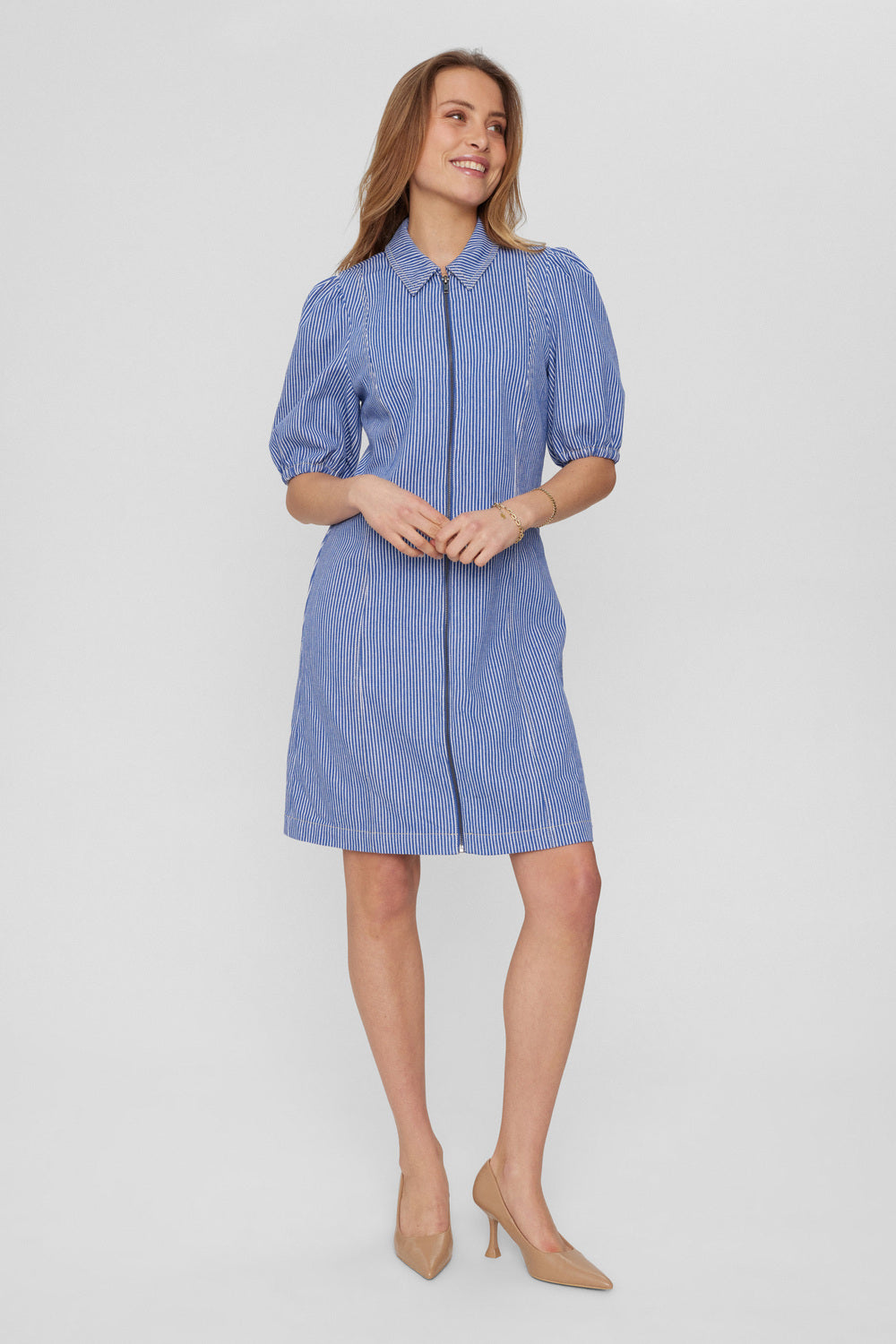 Nümph Kjole Nupernille Blå Stribet