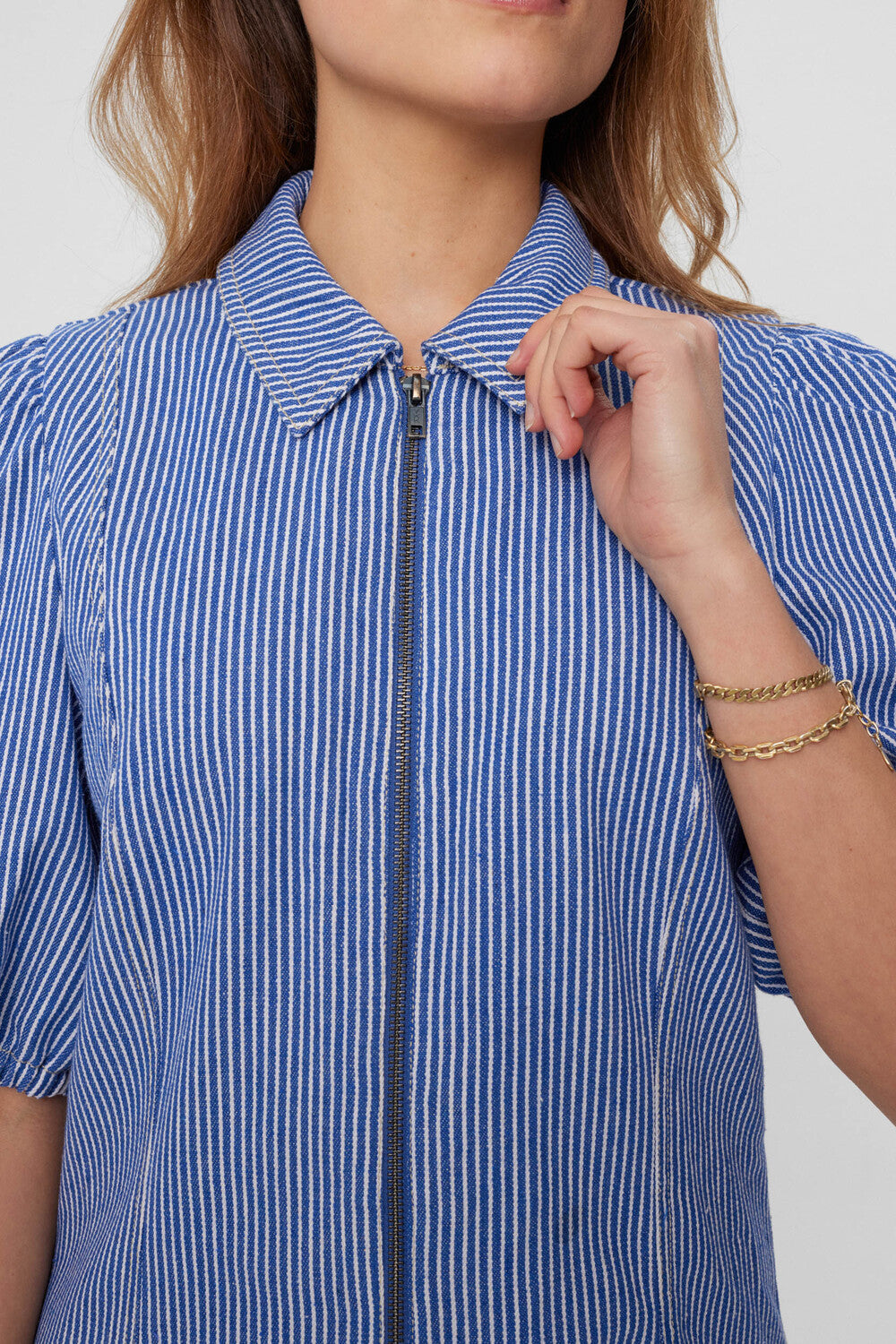 Nümph Kjole Nupernille Blå Stribet