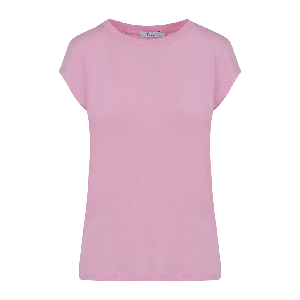 CC Heart basic t-shirt i baby pink med kort ærme til kvinder