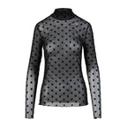 CC Heart Bluse Rullekrave Mesh Sort