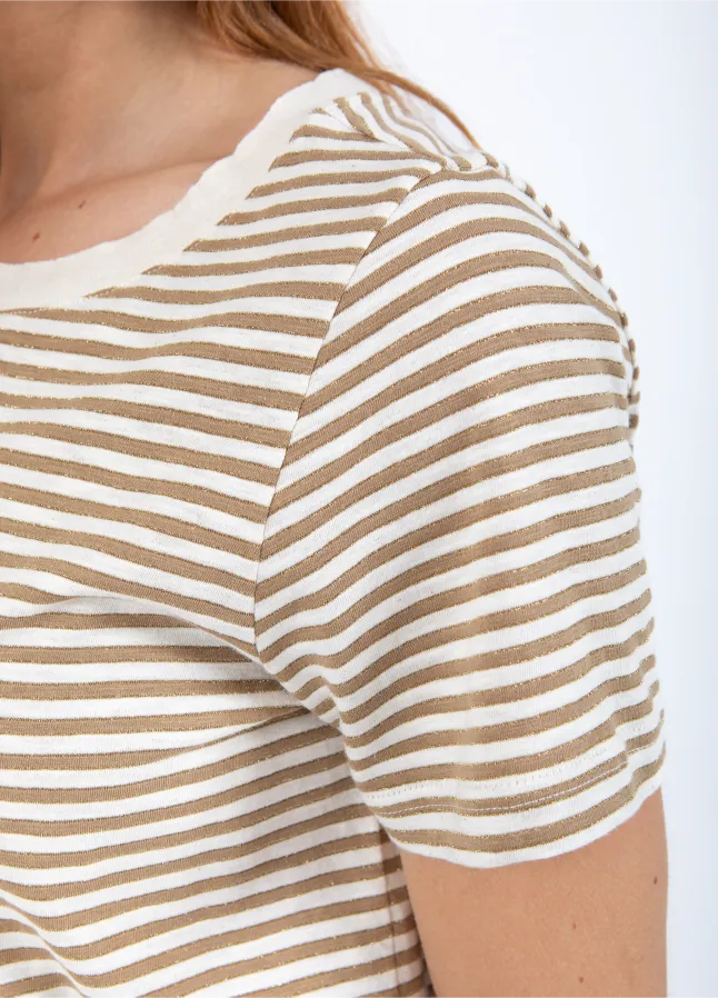 CC Heart Basic T-shirt Stribet Lurex