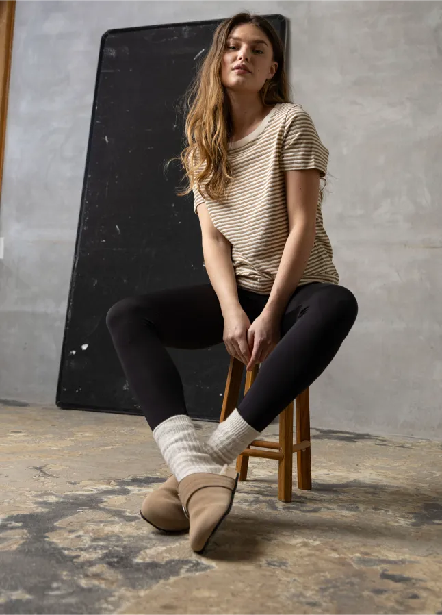 CC Heart Basic T-shirt Stribet Lurex