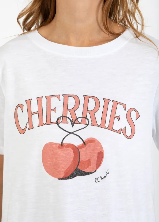 CC Heart T-shirt Hvid m. Rødt Print