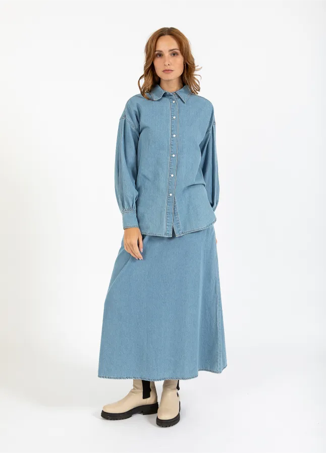 CC Heart Skjorte Blue Denim