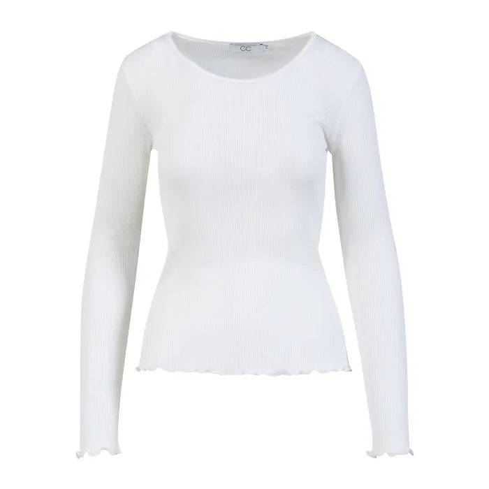 CC Heart Bluse Silke Rib Hvid