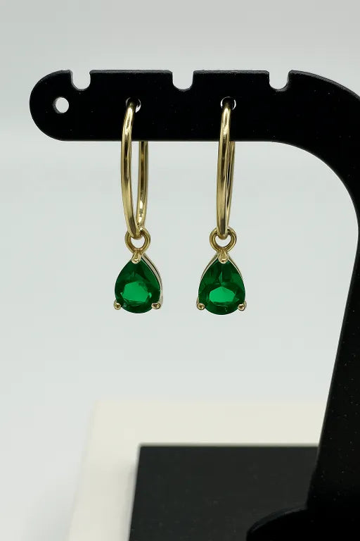 MK Øreringe Green stone