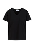Sort Coster Copenhagen T-shirt med V-hals og korte ermer. Klassisk, minimalistisk snit i ren sort farve. Lige pasform med blød bomuld-elastan-blanding.