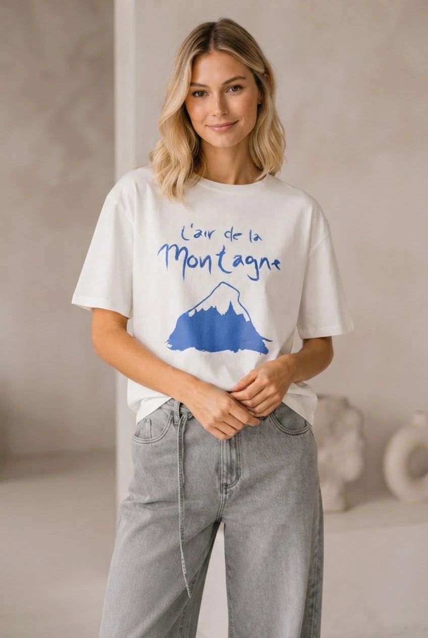 CC Heart T-shirt Hvid m. Blåt Print