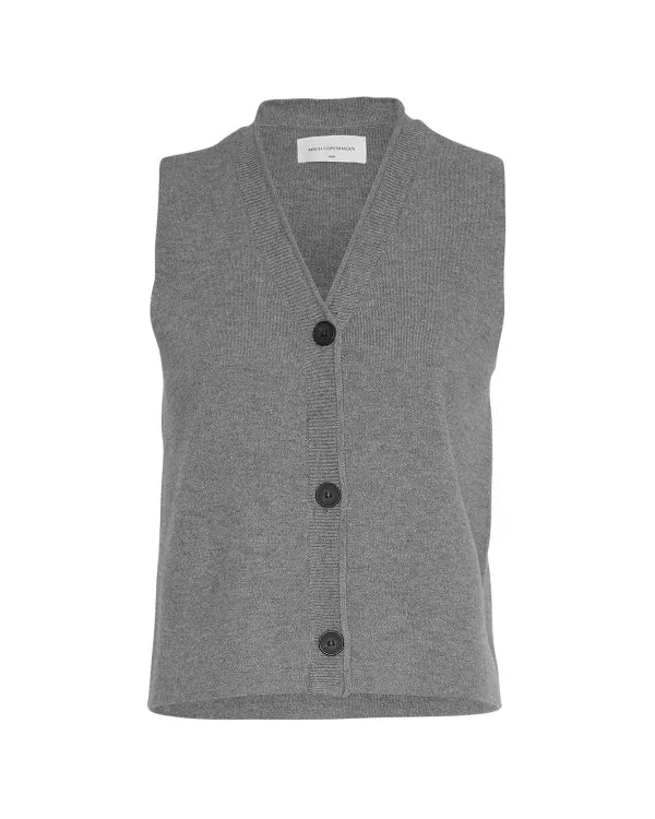 Moss Copenhagen Strik Vest Ginnette East Grå