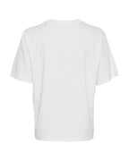 Hvid kortærmet t-shirt fra Moss Copenhagen fotograferet bagfra. Klassisk løst snit i 100% økologisk bomuld med rund hals og komfortabel pasform.