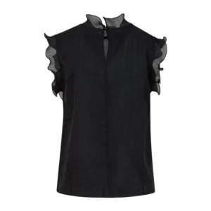 Coster Copenhagen Top m. Flæser - 36, Black
