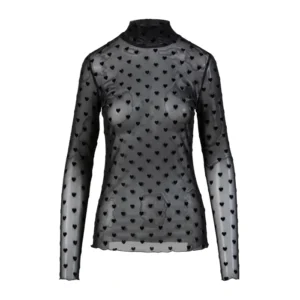 CC Heart Bluse Rullekrave Mesh Sort
