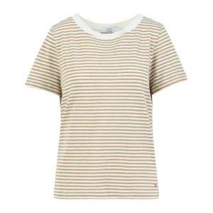CC Heart Basic T-shirt Stribet Lurex - XL, Cream/Warm Sand/Gold Lurex