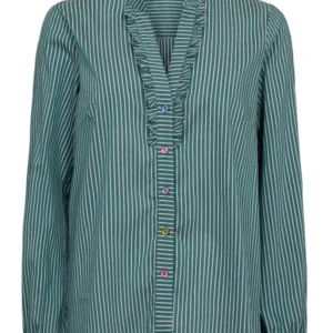 Nümph Skjorte Nufarrah Stribet - 38, Cadmium Green