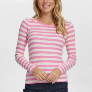 Nümph T-shirt Numixie Stribet - S, Pink Cosmos