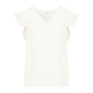 Coster Copenhagen Top m. V-hals & Flæser - 36, Creme