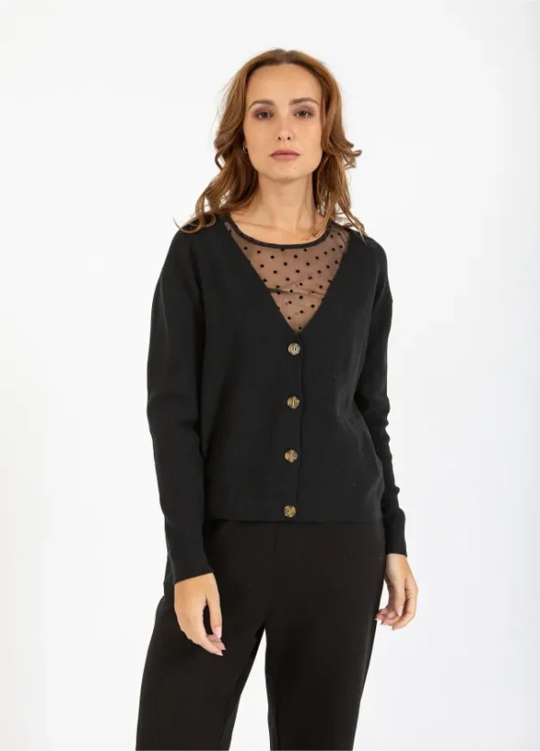 CC Heart Strik Cardigan Sort - Image 5